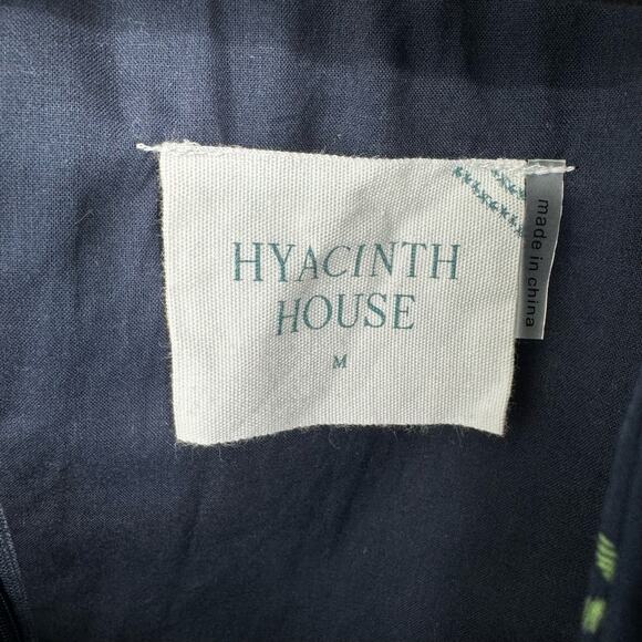 Hyacinth House Floral Ruffle Neck Norah Mini Dress Navy Blue Size Medium - Picture 3 of 7